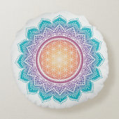 瞑想ピロー人生の曼荼羅の花 ラウンドクッション (裏面)