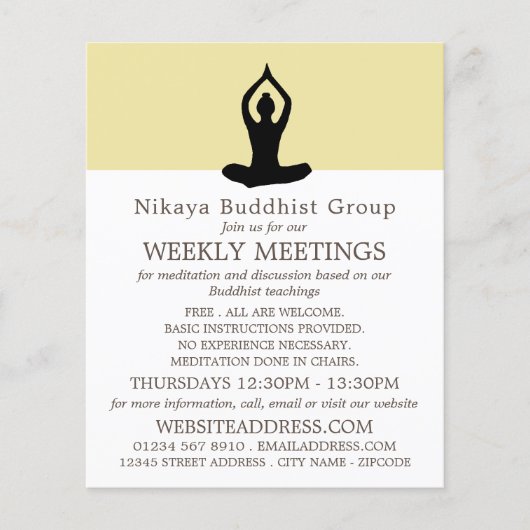 瞑想ポーズ、仏教グルー広告プ チラシ (正面)
