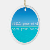 瞑想マインドフル引用文:静かな心、オープンハートC セラミックオーナメント (右)