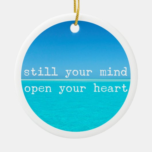 瞑想マインドフル引用文:静かな心、オープンハートC セラミックオーナメント (正面)