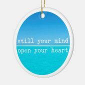 瞑想マインドフル引用文:静かな心、オープンハートC セラミックオーナメント (左)
