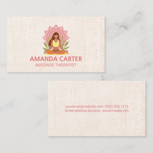 瞑想マンダラアイコン | テクスチャの背景 名刺 (正面/裏面)