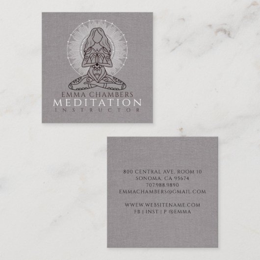 瞑想モダンインストラクターロータスポーズマンダラ スクエア名刺 (正面/裏面)