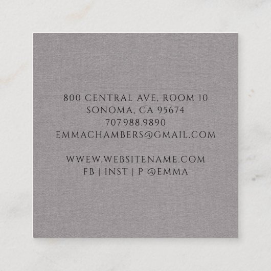 瞑想モダンインストラクターロータスポーズマンダラ スクエア名刺 (裏面)