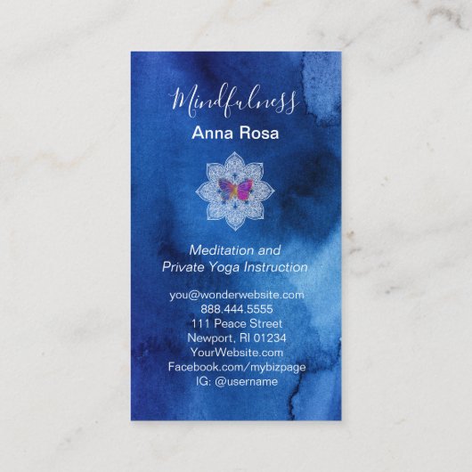 *~*瞑想ヨガの心を込めたマンダラ蝶 名刺 (裏面)
