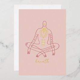 瞑想ヨガの息リラックスと 箔シーズンカード