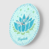 瞑想ヨガ宇宙ブルーロータスフラワーゼン |名前 ラージ壁時計 (傾斜)