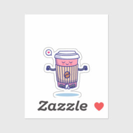 瞑想リラックスでのかわいいコーヒーカップ シール