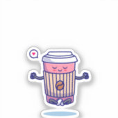 瞑想リラックスでのかわいいコーヒーカップ シール (正面)