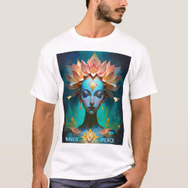 瞑想ロータス女神スピリチュアルアートTシャツ Tシャツ