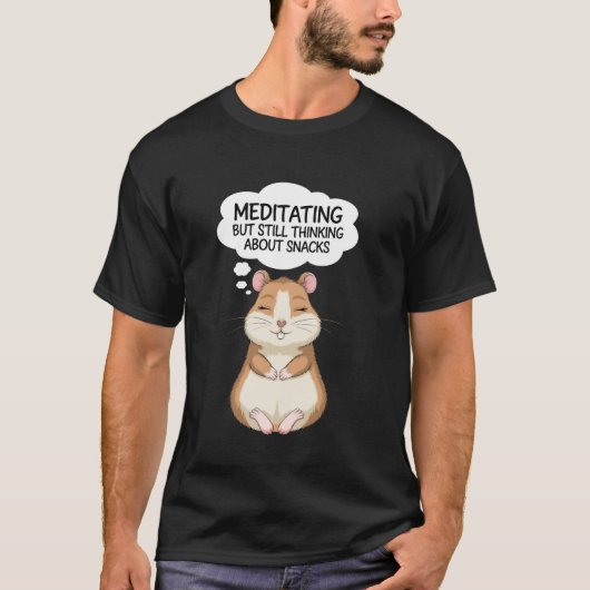瞑想中だけどやっぱりおやつが気になる Tシャツ (正面)