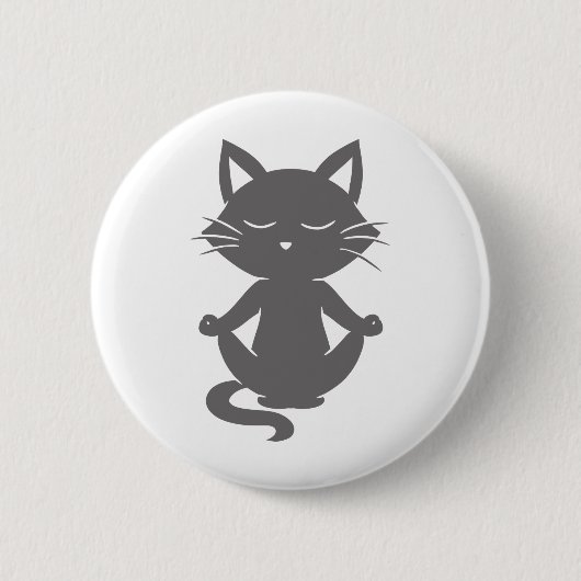 瞑想中の可愛い猫-背景色の選択 缶バッジ (正面)