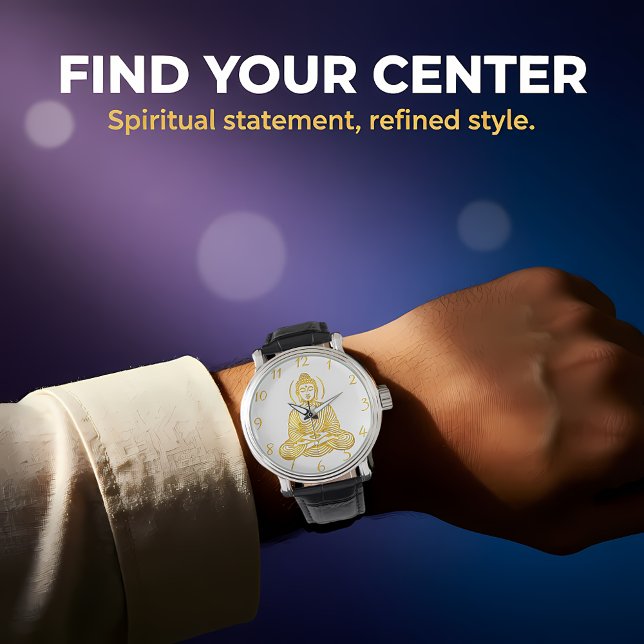 瞑想中の黄金仏像 腕時計 (クリエイターアップロード済み)