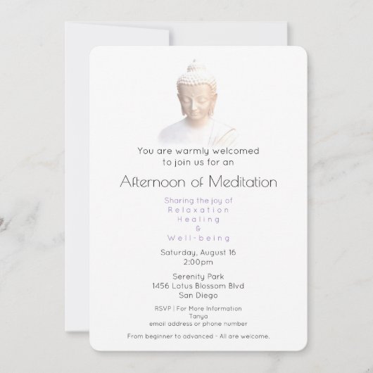 瞑想会 serene 白仏 招待状 (正面)