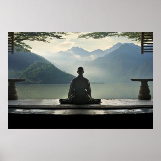 瞑想僧静かな平和な自然 ポスター (正面)