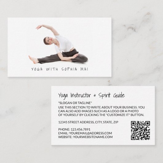 瞑想姿勢ポートレートヨガインストラクター 名刺 (正面/裏面)