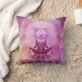 瞑想抽象芸術アートピンクバイオレットパープル金ゴールド クッション (ブランケット)