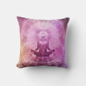 瞑想抽象芸術アートピンクバイオレットパープル金ゴールド クッション (正面)