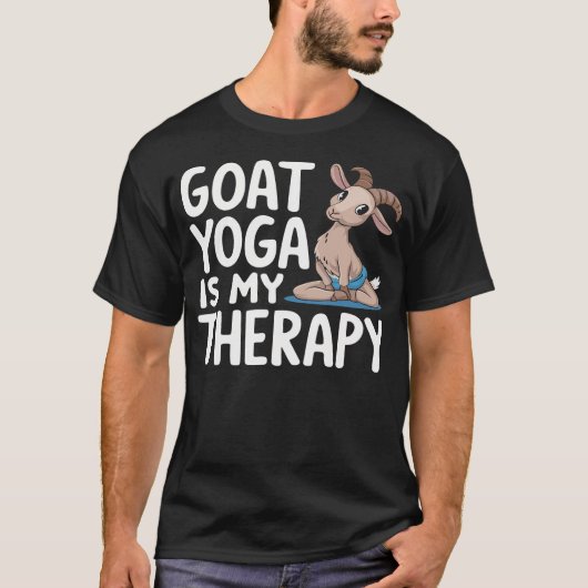 瞑想教室の動物好きの面白いヤギ Tシャツ (正面)