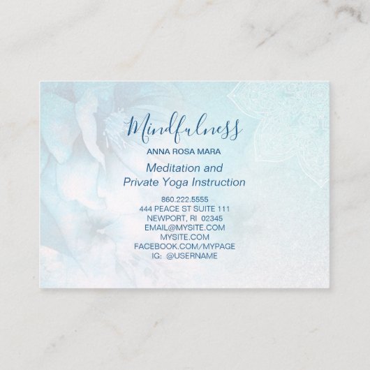 *~*瞑想曼荼羅ヨガ霊気フローラグリッター 名刺 (裏面)