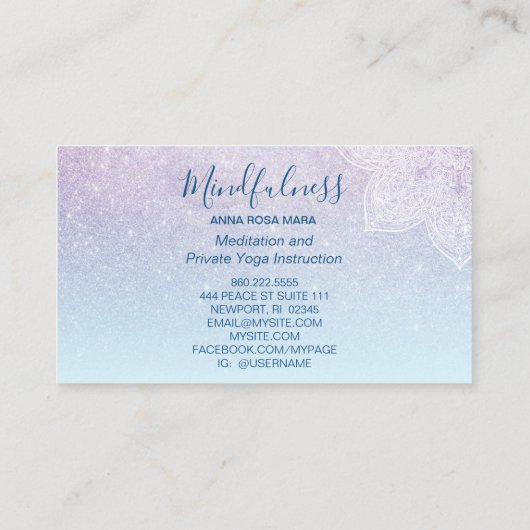 *~*瞑想曼荼羅霊気グラデーションヨガグリッター 名刺 (裏面)