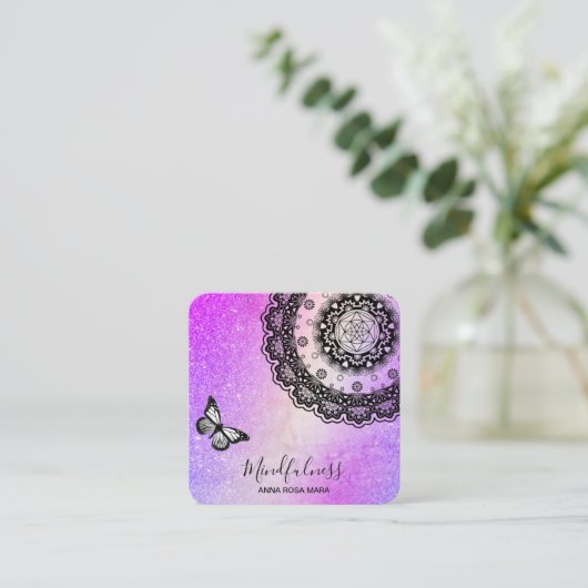 *~*瞑想曼荼羅霊気用ヨガ蝶 スクエア名刺 (スタンド正面)