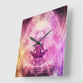 瞑想法引力チャクラ スクエア壁時計 (傾斜)