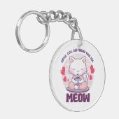 瞑想猫 – かわいい猫 キーホルダー (正面左)