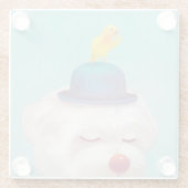 瞑想的なピエロ犬の肖像 ガラスコースター (裏面)