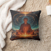 瞑想的なポーズの穏やかな姿 クッション (ブランケット)