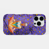 瞑想的な女性とスターユニークパターンデザイン iPhoneケース (裏面横)