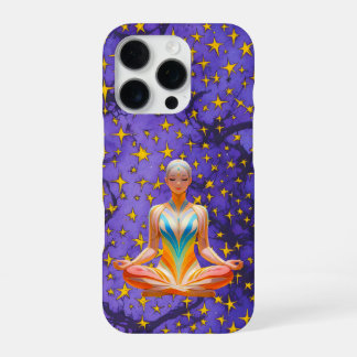 瞑想的な女性とスターユニークパターンデザイン iPhone 16 PROケース