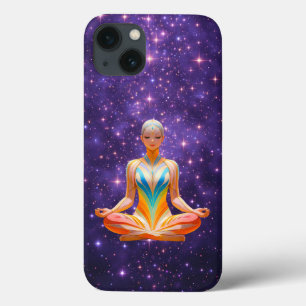 瞑想的な女性と星空 iPhone 13ケース