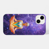 瞑想的な女性と神秘的な銀河系- iPhoneケース (裏面横)