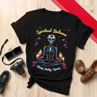 瞑想的スケルトンマインド体精神 Tシャツ