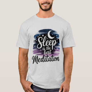 瞑想的スリープムーン&スターズウォーター色 Tシャツ