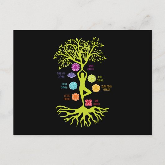 瞑想禅ツリーオブライフYogaスピリチュアル インビテーションポストカード (正面)