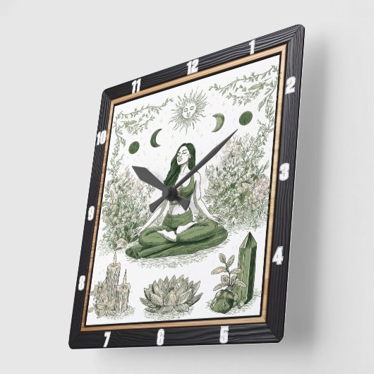 瞑想自然禅 スクエア壁時計 (傾斜)