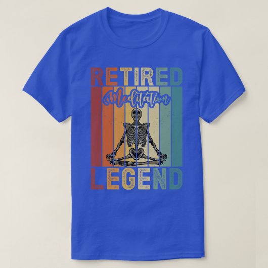 瞑想退職した面白い退職レトロスケルトン Tシャツ (デザイン正面)