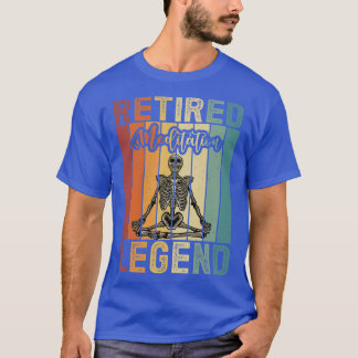 瞑想退職した面白い退職レトロスケルトン Tシャツ