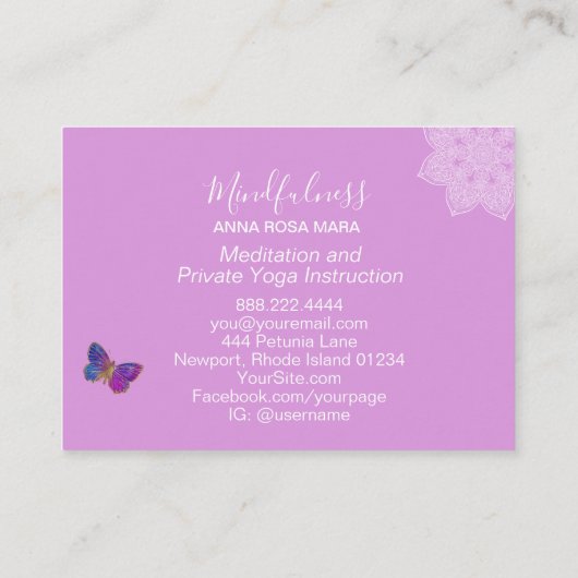 *~*瞑想霊気マンダラバタフライグリッター 名刺 (裏面)