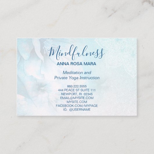 *~*瞑想霊気ヨガフローラグリッター曼荼羅 名刺 (裏面)