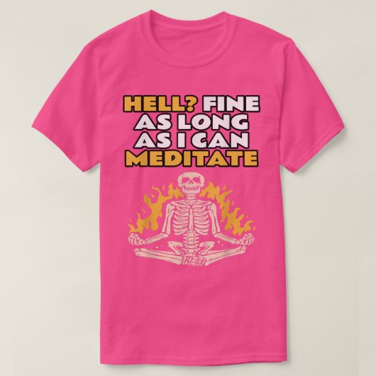 瞑想、おもしろい、ハロウィーン、ヨガポーズスケレおもしろいート Tシャツ (デザイン正面)