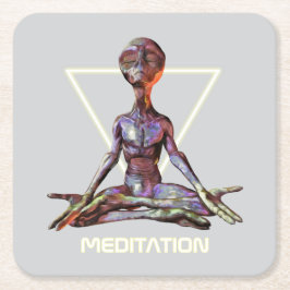 瞑想。エイリアン スクエアペーパーコースター