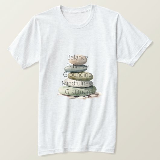 瞑想 ロック バランス マインドフルネス ヨガ Tシャツ (デザイン正面)