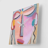 瞑想Alexej von Jawlenskyフィギュアアート スクエア壁時計 (傾斜)