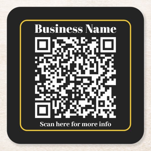 瞬時にスキャン可能なビジネスQRコードの作成 スクエアペーパーコースター (正面)