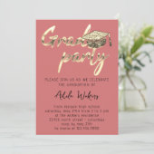 瞬時ダウンロード 卒業パーティー ゴールド カップ ローズ 招待状 (スタンド正面)