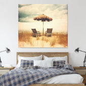 瞬間の休息を抑えたレトロ沿岸現実主義 キャンバスプリント (インサイチュ (寝室))