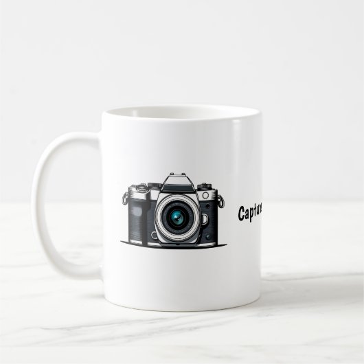 瞬間を捉える – カメラアート写真マグカップ コーヒーマグカップ (左)